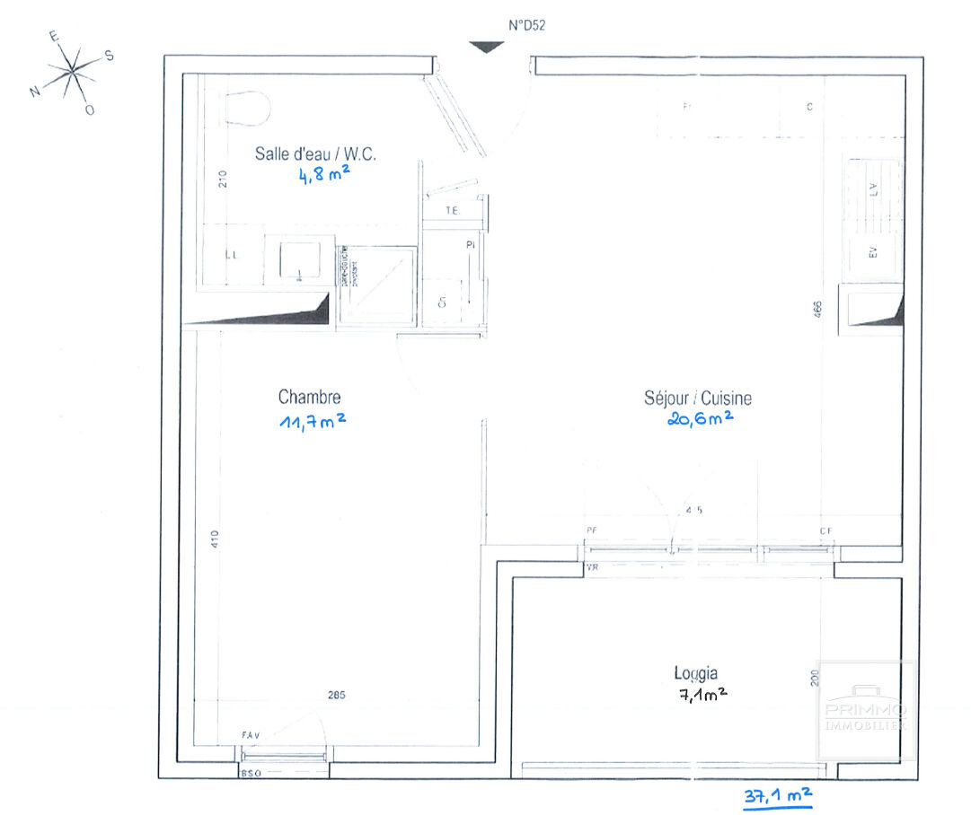 LYON 7, IMMEUBLE COGEDIM, 37.1m², LOGGIA