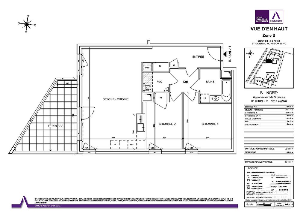 ST DIDIER AU MONT D’OR – T3 AVEC VUE + CAVE + GARAGE