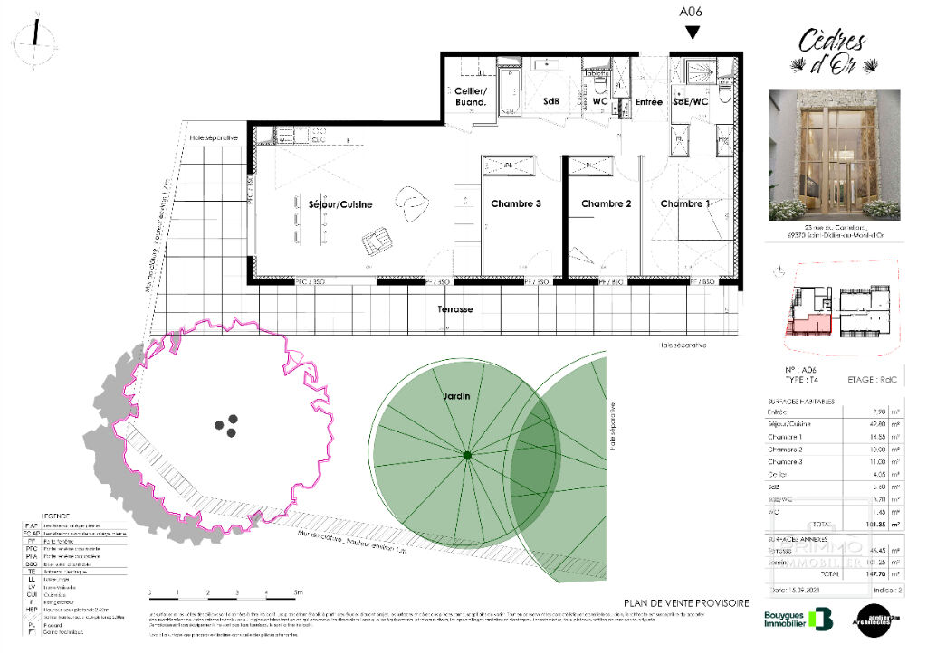 Saint Didier au Mont d’Or, Appartement T4 de 101.35 m² en RDJ