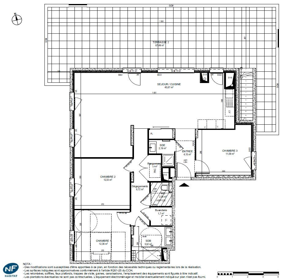 Saint Didier Au Mont D Or, appartement T4 de 105m² + Deux Terrasses de 140m² Nord Ouest + garage