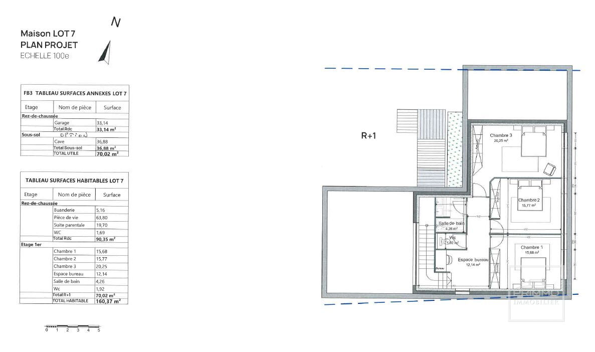 Saint Cyr au Mont d’Or, projet d’une Maison de 160m² sur un terrain plat constructible viabilisé de 759m².