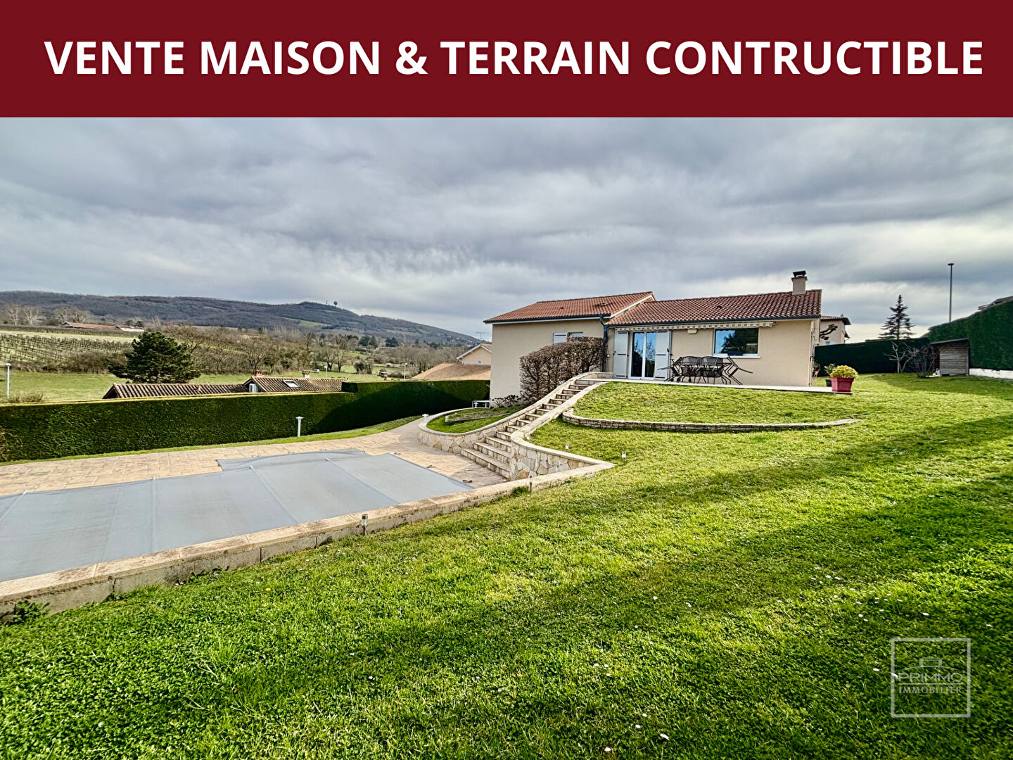 EXCLUSIVITÉ – Lissieu Maison avec vue sur le Mont Verdun de 126m² sur parcelle de 2 177m²  divisible et constructible
