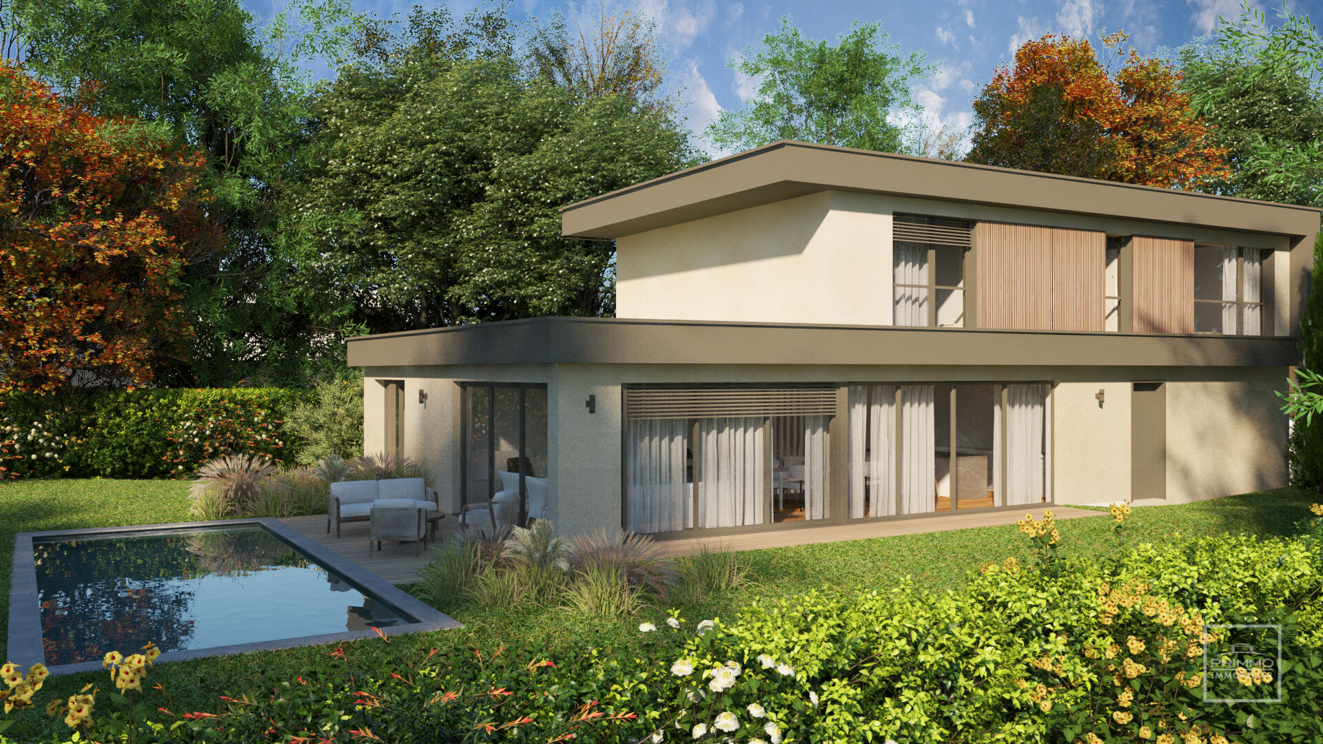 SAINT CYR AU MONT D’OR, dans un bel environnement, Terrain à bâtir plat de 859m²
