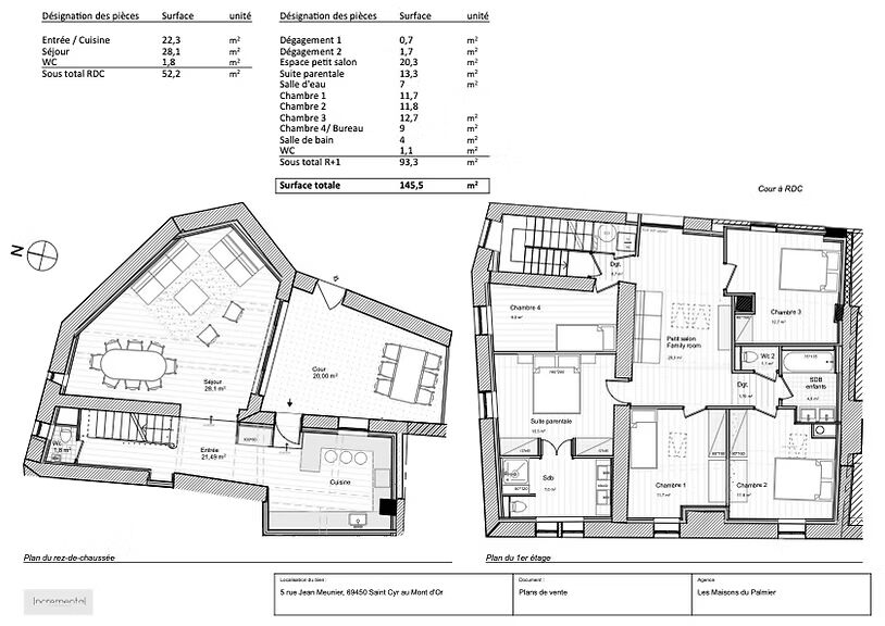 SAINT CYR AU MONT D’OR, Maison de charme du XIXème rénovée de145m² avec cour de 20m²