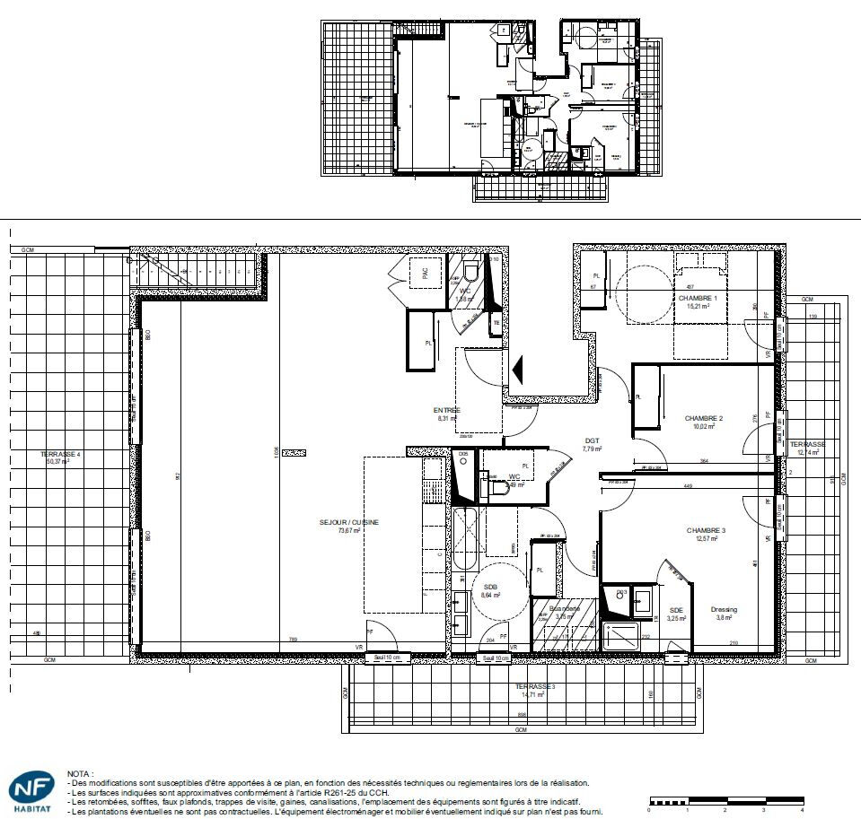 Saint Didier Au Mont D Or, appartement T4 de 150.88m² + Quatre Terrasses de 140m² Sud Ouest Est+ garage