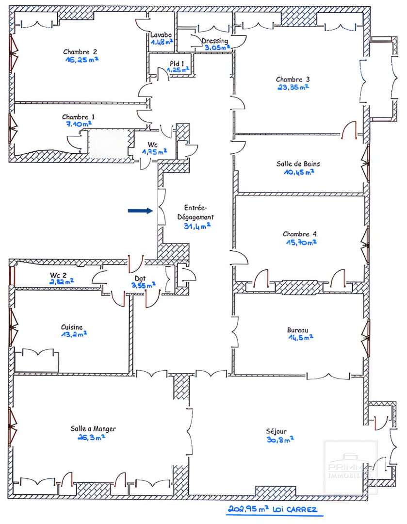 LYON 6, BD DES BELGES, 202.95m² + T2 + CHAMBRE SERVICE + GARAGE