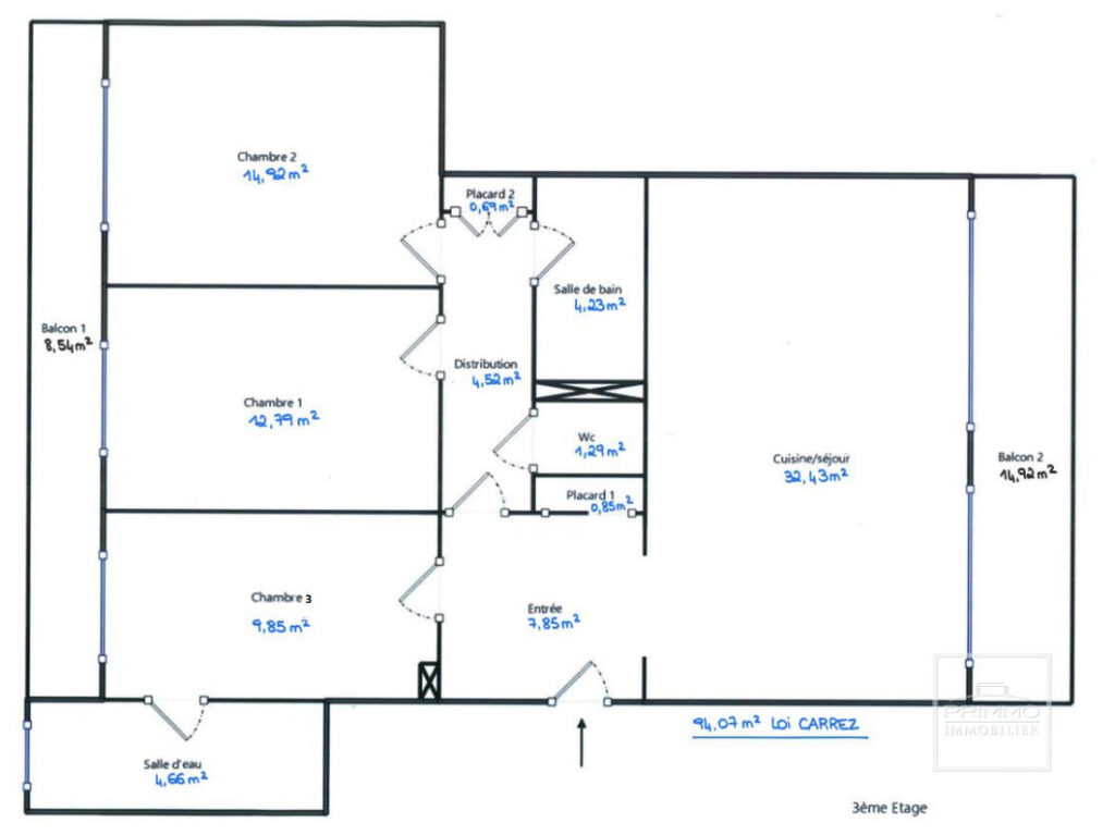 STE FOY – 94.07m² – Rénové – 2 Balcons