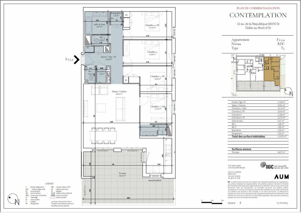 Saint Didier au Mont D&rsquo;Or  appartement T5 avec vue et terrasse de 36m²