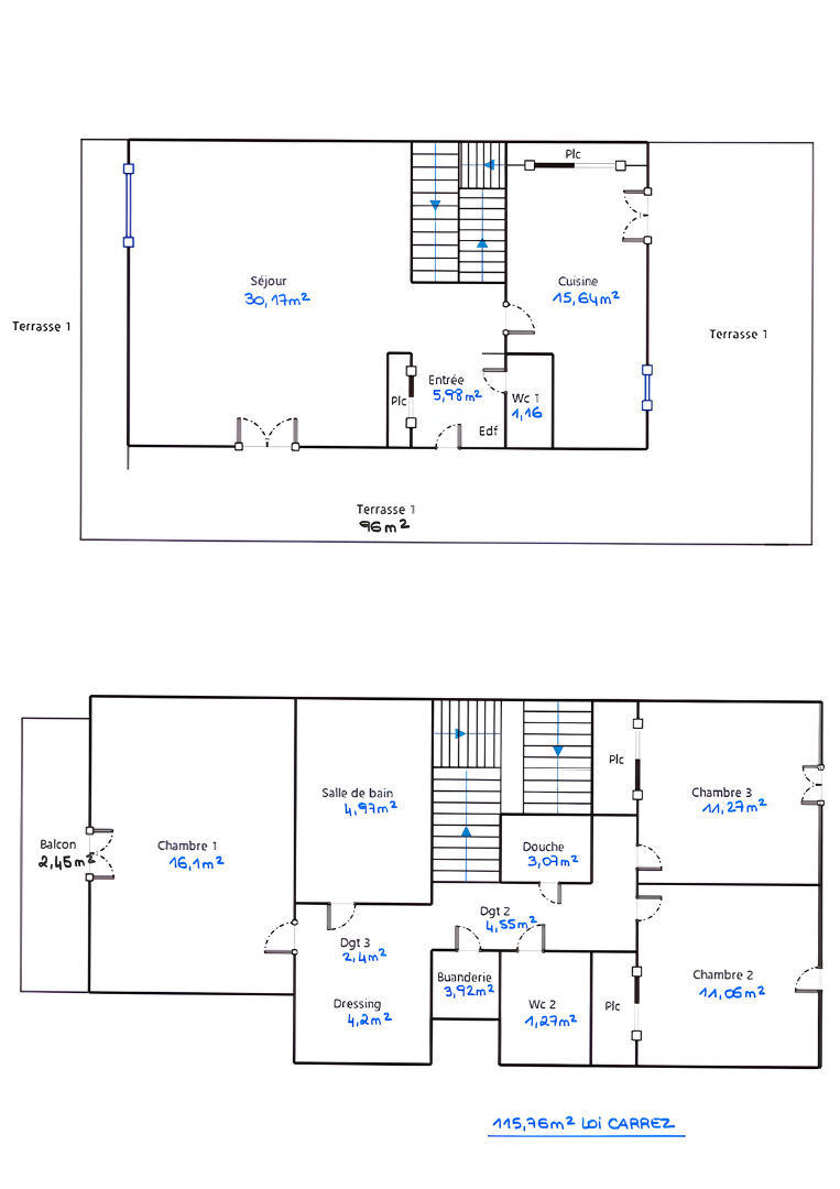 LYON 6, DUPLEX, DERNIER ETAGE, CLIMATISÉ, 116m² , TERRASSE 96m²
