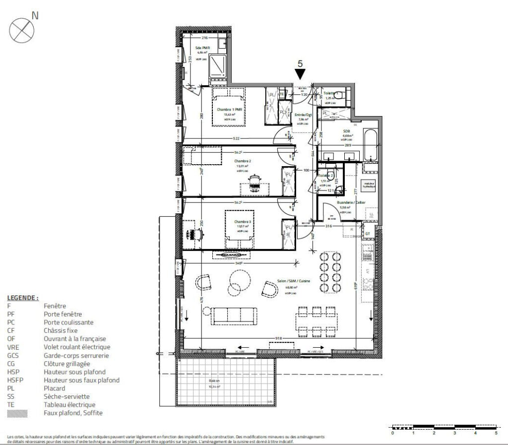 Saint Cyr Au Mont D&rsquo;Or, proche du centre, Appartement T4 neuf de 119m² avec terrasse (lot 5)