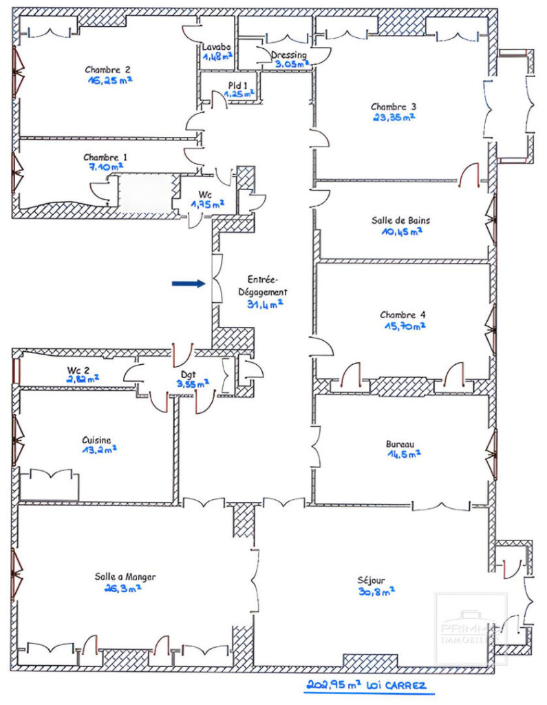 LYON 6, BD DES BELGES, 202.95m² + T2 + CHAMBRE SERVICE + GARAGE