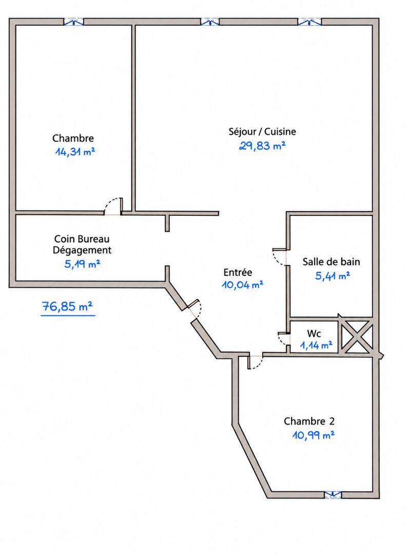 Lyon 6, 77m², Cave et parking